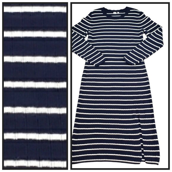 GAP Dresses & Skirts - NWT GAP Women's Navy White Striped Ribbed Knit Sweater Dress XL Long Sleeve